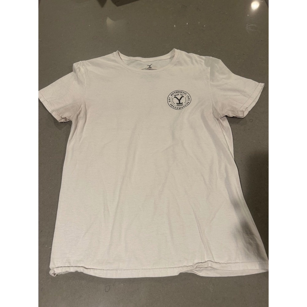 Yellowstone Dutton Ranch T Shirt Mensβ Medium White Graphic Tee Montana USA 1886